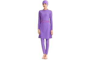 TaissBocco Muslimischer Badeanzug für Frauen Islamische Bademode 3PCS Burkini Full Coverage Badeanzug Plus Size Modest Bademode