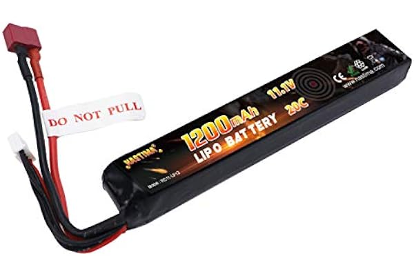 NASTIMA Batterie 11,1V 1200mAh Airsoft Stick, Batterie LiPo 3S 20C Compatible avec Le connecteur Deans-T pour Pistolets Airsoft AK47, MP5K, MP5, Scar, M249, AUG, AEG