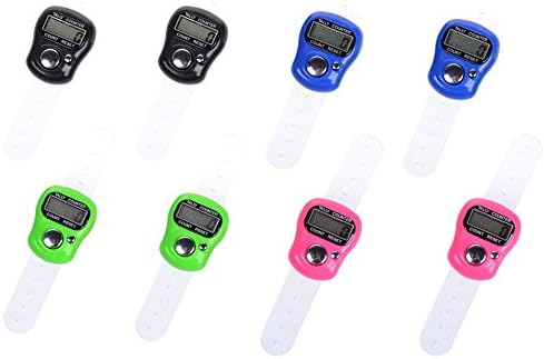 NaiseCore 8 Pcs 5 Digit LCD Electronic Finger Tally Counter Hand Timer (Black, Hot Pink, Green, Blue) Case Resettable