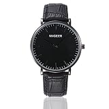 gaddrt Uhren, Retro Design Lederband analoge Legierung Quarz-Armbanduhr (Schwarz)