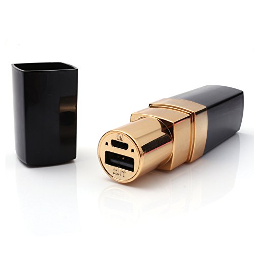 iProtect Lipstick Power Bank 4000mAh Externes Ladegerät in schwarz gold für Smartphones und andere USB-Geräte inkl. Micro USB Kabel - 2