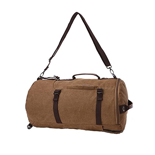 lanyou Canvas Rucksack Man Wandern Daypack Zylinder Rucksack perfekt für Reisen Gym Sport Outdoor Schule Tasche coffee coffee - 2