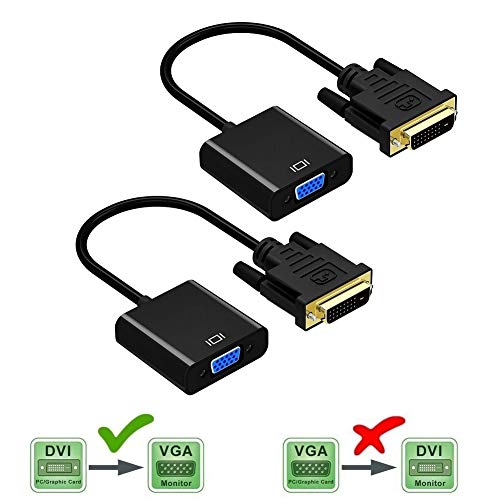 Friencity Actif DVI vers VGA Adaptateur Convertisseur, Mâle vers Femelle M/F DVI-D Link 24 + 1 vers VGA Câble Adaptateur Vidéo Prend en Charge 1080P pour PC DVD Moniteur Affichage HDTV, 2 pièces