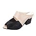 Produktbild Elecenty Sommerschuh Hausschuhe Damen,Blockabsatz Schuhe Slipper 6cm Shoes Hoch Absatz Strandschuhe Frauen Peep-Toe Sandalen Offene Damenschuhe Schuh Bequem Freizeitschuhe (39, Beige)