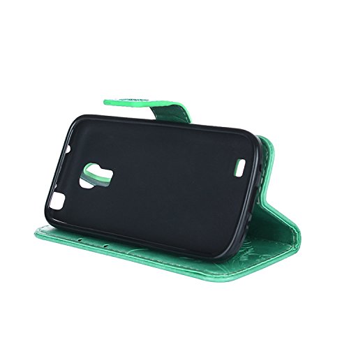 Samsung Galaxy S4 mini Hülle, Samsung Galaxy S4 mini Schutzhülle Leder Hülle, Alfort 2 in 1 Carving Lederhülle Fashion Design Premium PU Leder Hohe Qualität Tasche Case Cover Kasten Abdeckung Wallet für Samsung Galaxy S4 mini / i9190 4.3″ Smartphone Funktion Standfunktion Unterstützte Telefone und Magnetverschluss mit Ameisen gehen auf ein Datum ( Grün ) + Alfort Schwarz Stylus Pen - 5