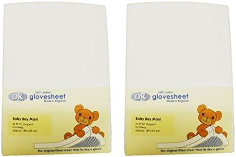 DK Glovesheets for Baby Bay Maxi Cot - Two Fitted D Shaped Sheets 100% Combed Jersey Cotton - to Fit BabyBay Maxi Cot 89x51 cm - White - Two Packs