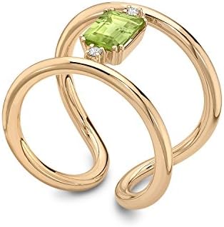 Roberto Marroni 18kt Polish Yellow Gold with Octagonal Green Peridot and White Diamonds Happy Queen Color Ring - Size N