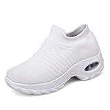 Sneakers Damen Sportschuhe Laufschuhe Bequem Turnschuhe Air Leichte Höhe Erhöhen Mesh Socks Slip On Outdoor Walking Schuhe Schwarz Grau Lila Rot Weiß 35-43 Weiß 36