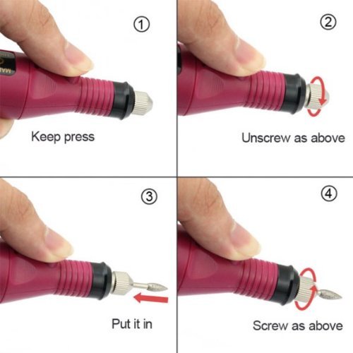SunJas Elektrisch Nagelfräser Fräser Nagelfeile Maniküre Set Plus 6BITs EU Stecker Rosa - 5