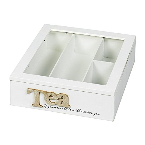 Preisvergleich Produktbild Teebox Holz weiß 22,5x26x7