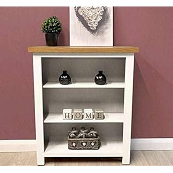 Small White Bookcase Solid Oak Wood Rustic Shelf Unit Storage