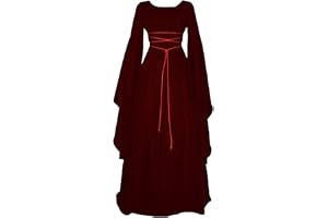 Damklänning i häxstil, renässansstil och viktoriansk stil, baldräkt för cosplay, långärmad medeltida prinsessklänning i vintagestil