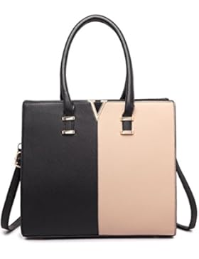 Miss Lulu Damen Schultertasche M Kleine Ledertasche Shopper Handtasche Faux Leder