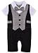 ZOEREA Baby Boys Formal Wear Wedding Suit Kids Toddler Gentleman One-piece Romper Jumpsuit Outfit Clothes Black Grey 0-24 Months