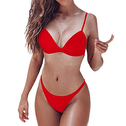 Women Bikini Set Swimwear Push-Up Padded Solid Bra Swimsuit Beachwear