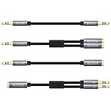 Besign Audio Kabel Pack, 3,5mm Audio Kabel, 3,5mm Audio Stecker auf Buchse Aux Verlängerungskabel, 3,5mm Audio Klinke Y Splitter Kabel 3.5mm Stecker auf 2x 3,5mm Buchse, Audio Adapter 3,5mm Klinken-Buchse (CTIA Standard) auf 2 x 3,5mm Klinken-Stecker