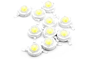 CHANZON 10 pcs Puce LED Haute Puissance 3W Blanc (6000K-6500K/600mA-700mA/DC 3V-3.4V/3 Watt) Intensité Super Lumineuse SMD COB Composants Émetteur de Lumière Diode Ampoule Lampe Perles DIY Éclairage