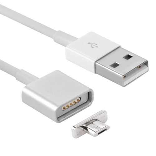 Gilsey Magnetisch micro USB Ladekabel Datenkabel mit Micro USB Adapter Ports für Android Smart Handys & Tablets, Samsung Galaxy S6/S6 Edge/S6 Edge Plus/Note 5/Note 4/S5/S5 mini/Alpha/Note Edge/Galaxy Tab/Huawei Mate S/Mate 7/Honor 7/Honor 6/LG G4/G3/ Nexus 6P/5X/5,Powerbank, Bluetooth Lautsprecher,Tablet und andere Geräte mit Micro USB Anschluss – Silber - 2