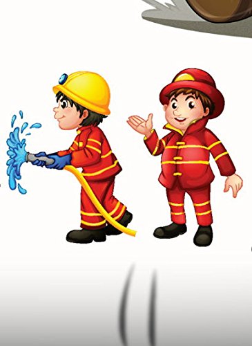 Aminata-Kids süße Kinderbettwäsche Bettwäsche Kinder 100×135 cm Baumwolle Feuerwehrauto Feuerwehrmann Feuerwehr Baumwolle Babybettwäsche-Feuerwehrmann Wendebettwäsche hellblau Feuerwehrmänner - 5