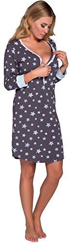 Italian Fashion IF Womens Maternity Night Dress Comet 0111 (Blue, M)