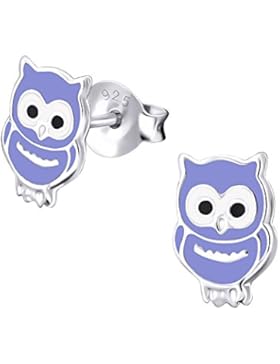 Laimons Kids Kinder-Ohrstecker Kinderschmuck Eule Lila Sterling Silber 925