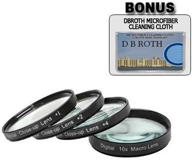 Digital Concepts 62mm +1 +2 +4 +10 Close-Up Macro Filter Set with Pouch For Specific Sigma Lenses (Models Specified In Description) + ClearMax Microfiber Cleaning Cloth