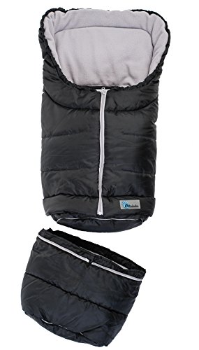 Altabebe 2-in-1 Winter Footmuff for Stroller and Car Seat (0 - 36 Months, Black/Light Grey)