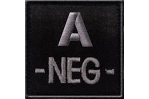GÉNÉRIQUE Ecusson A NEG Noir Tissu brodé avec scratch Groupe Sanguin Rhésus A Négatif Moins - Police Gendarme Sécurité Collection France