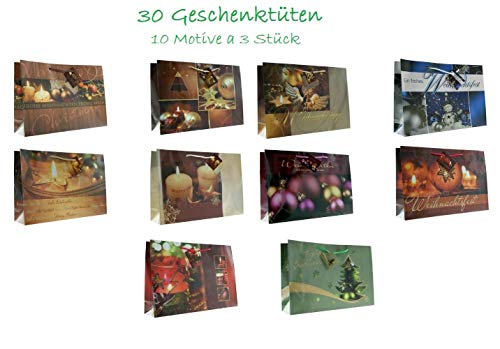 HRB 30 Stück Geschenktüten Weihnachten Gross Querformat 38x26x10cm