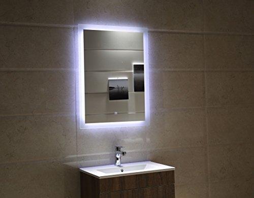 Badspiegel LED Spiegel GS084 mit Beleuchtung durch satinierte Lichtflächen Badezimmerspiegel Touch-Schalter (50 x 70 cm)