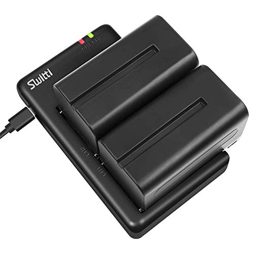 2x NP-F750 Replacement Battery, Switti 4400mAh Camera Battery and Dual Slots USB Charger Set for Sony NP-F970, NP-F960, NP-F750, NP-F550 /NP-FM50 Compatible with Sony DCR-VX2100, DSR-PD150, DSR-PD170