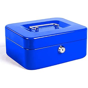 Tirelire En Acier Bleu 15,2 Cm Avec Serrure Et 2 Clés - Boîte à Monnaie Sécurisée Pour Enfants Et Adultes