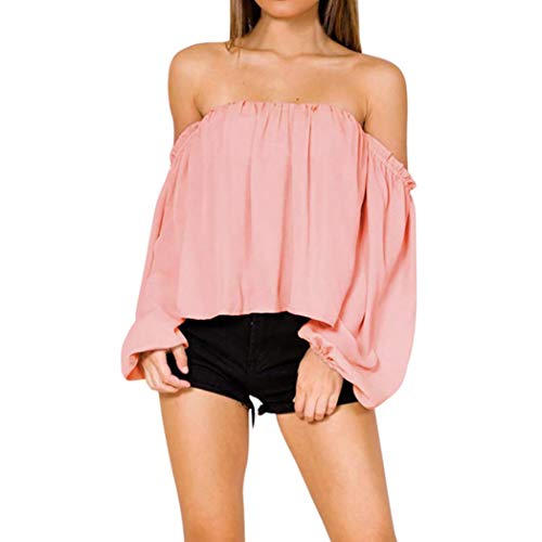 Sonnena Femmes Shirts Off Épaule Dos nu Décontractée Solide Manche Longue Décontractée Tops Mode Sexy Chemisier Fête Plage T-Shirt Taille S-XL