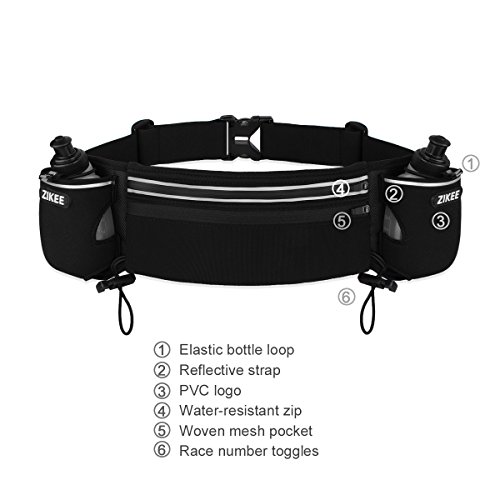 Zikee Trinkgürtel, Sport Hüfttasche Geeignet für Männer & Frauen, Einstellbarer und stabil Taille Pack für Joggen, Wanderung, Passend für Handy 6 Zoll - 4