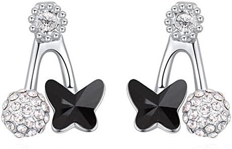 Oudora Butterfly Shaped Style Made with Swarovski Crystal Fashion Women Jewelry Earrings