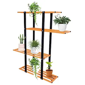 Sparkenzy HD 3 Step Multi Color Garden Plant Pot Holder Stand | Balcony | Indoor and Outdoor (4 Tier Tall Stand)