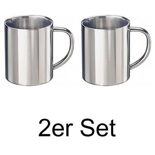 Edelstahlbecher Thermobecher Isolierbecher Edelstahl Becher 0,3 l (2er Spar-Set)