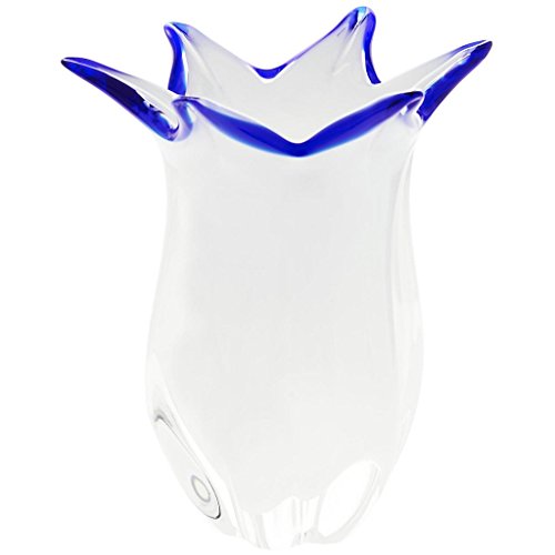 Vase, Blumenvase „WITE DREAM“ weiß/blau, H=18cm, traumhaft handgeformte Vase -jedes Stück ein Unikat (ART GLASS powered by CRISTALICA) - 4