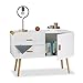 Produktbild Relaxdays Sideboard nordisch, Design Highboard mit Füße, 2 Schubladen Beistellschrank, HxBxT: 70 x 100 x 47 cm, weiß