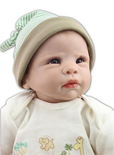 Fachel Reborn Baby Doll realistic baby dollsVinyl Silicone Babies 55cm 22inch Doll Newborn real baby doll Life Like Reborn Pacifier Doll Green dress doll