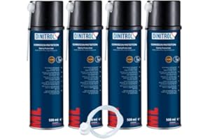 REJEL dinitrol ML Pénétrateur Cire 4 x 500 ML Aérosol canettes avec Embout Vaporisateur Extension 600 mm