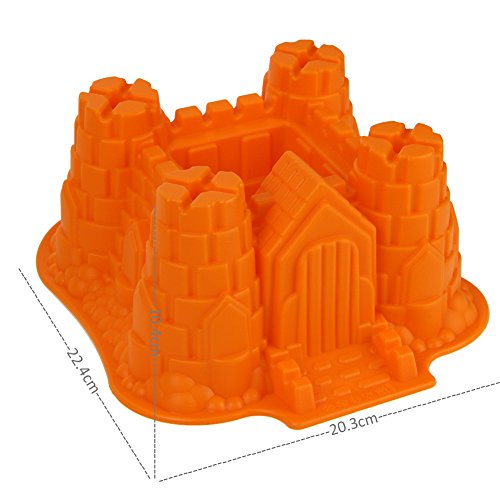 Kreative DIY Silikon-Kuchen-Form – Single Hohlraum Schloss Form Bakeware Sammlung Kuchenform (orange) - 2