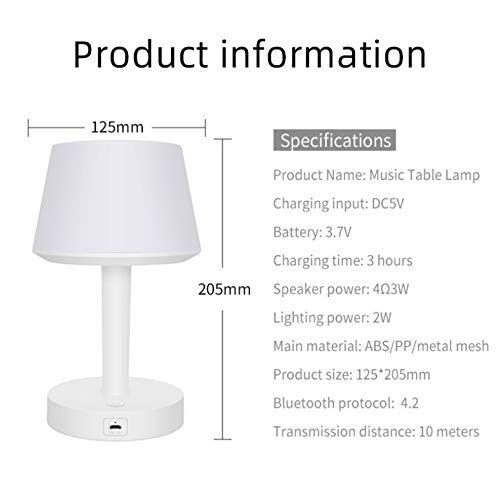 Preisvergleich Produktbild huiayng Bluetooth Lautsprecherdrahtlose Bluetooth-Lautsprecher Nachttischlampe Nachtlicht Smart Touch Control Tischlampe Tragbare Wiederaufladbare Led-Schreibtischlampe