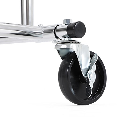 Songmics Schwerlast Metall Kleiderständer auf Rädern, bis 110 kg belastbar, Länge: 129-189 cm, Chrom HSR12S - 5