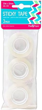 3 x 12mm Crystal Clear Tape Packaging Presents School Art Craft Office Sellotape
