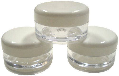 5ml Empty Plastic Cosmetic Jars x 50 CLEAR with WHITE Lids for Creams/Sample/Make-Up/Glitter Storage