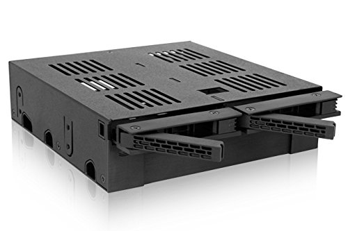 ExpressCage MB322SP-B 2×2.5” SATA/SAS HDD/SSD in 5,25” Backplane-Modul mit 3,5” HDD/Komponenten-Slot - 5