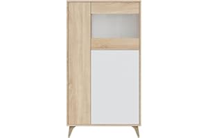 Mobelcenter - Mueble Vitrina 3 Puertas - Armario Auxiliar Comedor - Acabado Color Roble Canadian y Blanco Artik - Medidas: Ancho: 77 cm x Fondo: 33 cm x Alto: 142 cm - (1235)