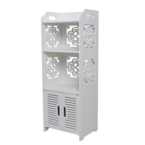 hollylife Armoire de Salle de Bain MDF Blanc 3 en 1 Meuble Stockage de Salle de Bains 80x30x22cm Meubles de Rangement Etanche Cabinet Etagère Salle de Bains pour Chambre, Couloir, Toilettes