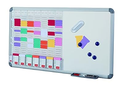 Nobo Office T-Board 8 colonnes 24 fentes, inclus 700 fiches T2, 100 fiches T1, 6 punaises magnétiques, 2 marqueurs effaçables à sec, une brosse magnétique